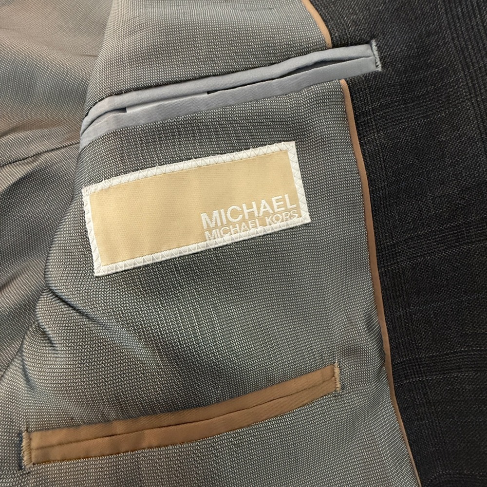 Michael Kors Suit Jacket Mens 44S Grey Glen Plaid Wool Two Button Blazer - Picture 4 of 10